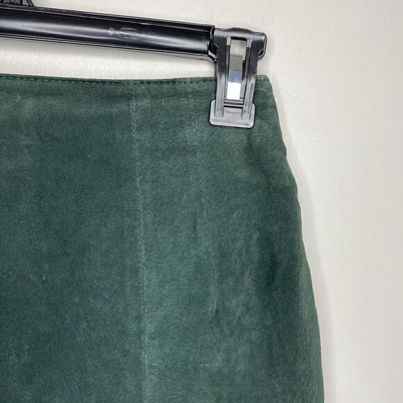 WINLIT Skirt Womens 5/6 Extra Small XS Green Suede Leather Straight Pencil VTG - Picture 2 of 7